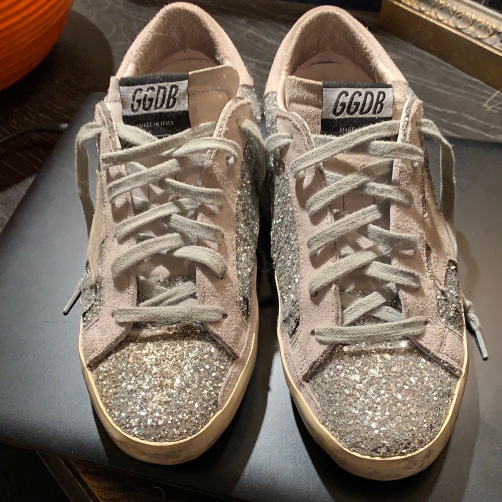 Golden Goose Silver Glitter Sneakers